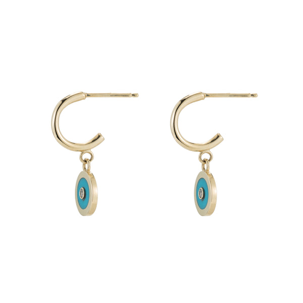 ali grace jewelry turquoise earrings huggies diamond drops ethical fashion sustainable jewelry design handmade in nyc