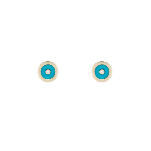 ali grace jewelry turquoise gold diamond stud earrings every day earrings fine jewelry handmade in nyc sustainable fashion ethical jewelry design