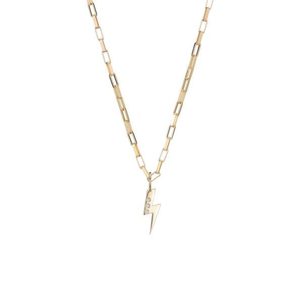 ali grace jewelry lightning bolt electric diamond charm custom charm necklace sustainable fashion sustainability ethical fashion jewelry design handmade in nyc cool girl edgy style