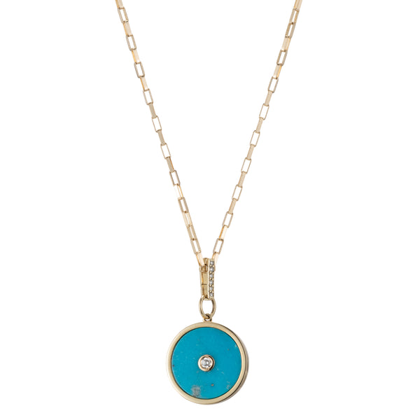 ali grace jewelry gold diamond charm connector custom charm necklace fine jewelry sustainable fashion ethical design handmade in nyc turquoise charm necklace