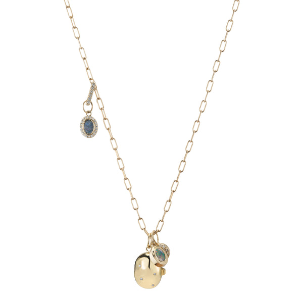 ali grace jewelry gold diamond charm connector custom charm necklace fine jewelry sustainable fashion ethical design handmade in nyc opal diamond locket charm
