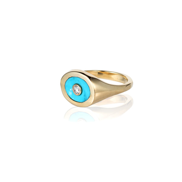 ali grace jewelry  turquoise diamond signet ring chunky gold ring like retrouvai