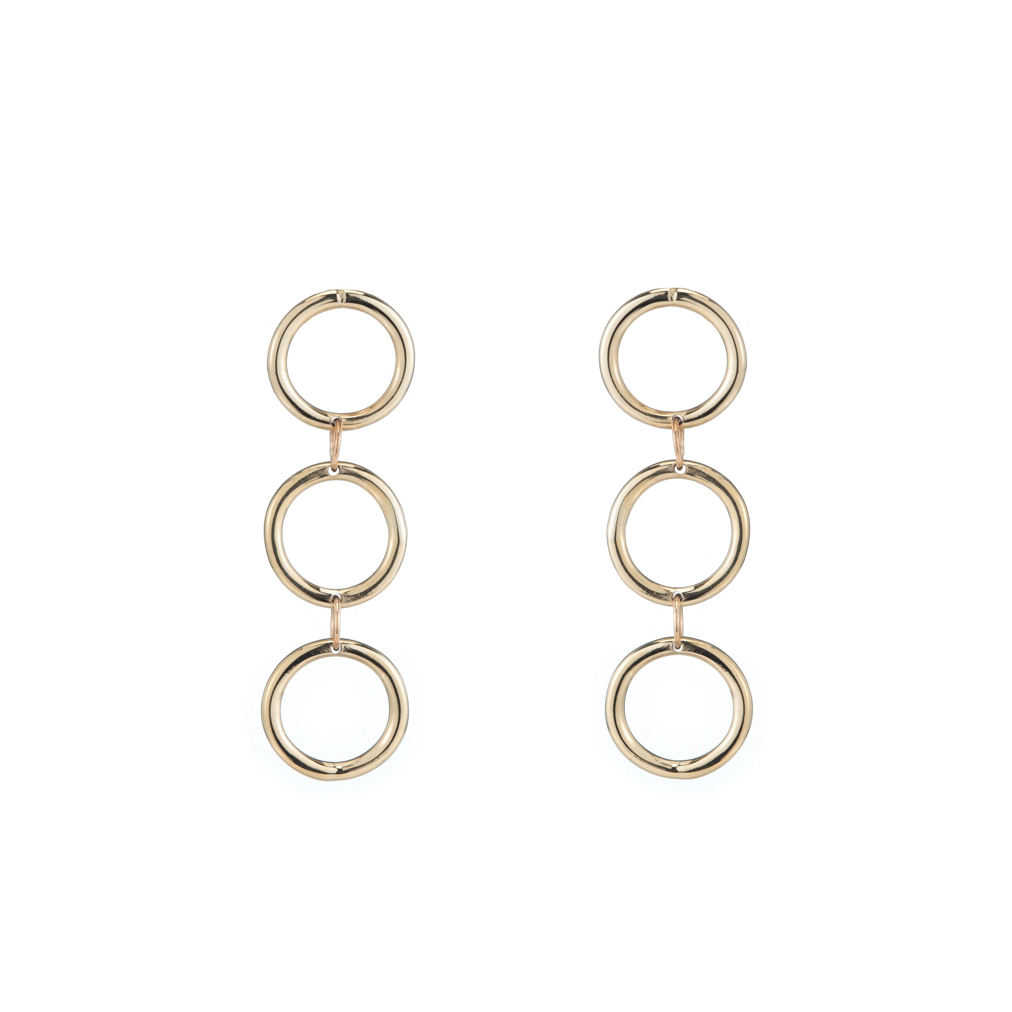 recycled gold triple hoop earrings statement earrings