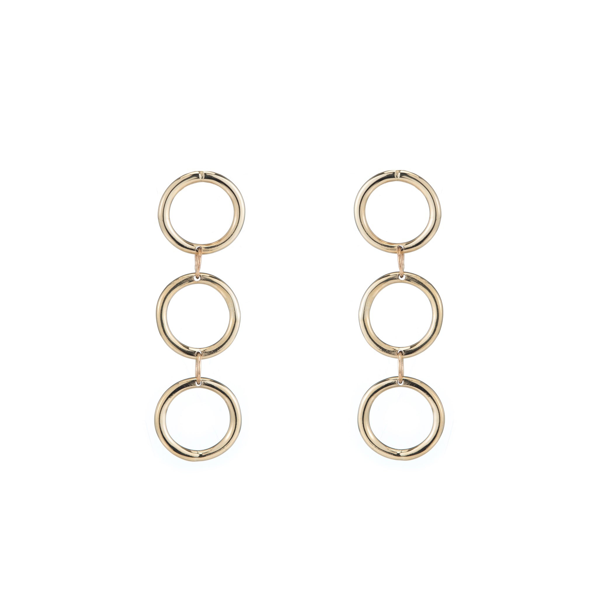 recycled gold triple hoop earrings statement earrings
