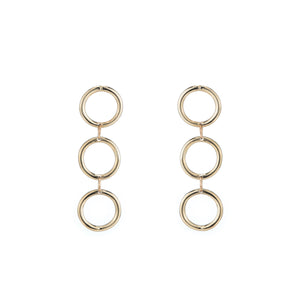 recycled gold triple hoop earrings statement earrings