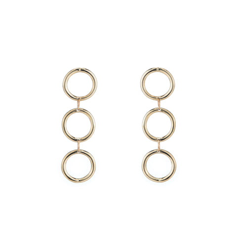 recycled gold triple hoop earrings statement earrings