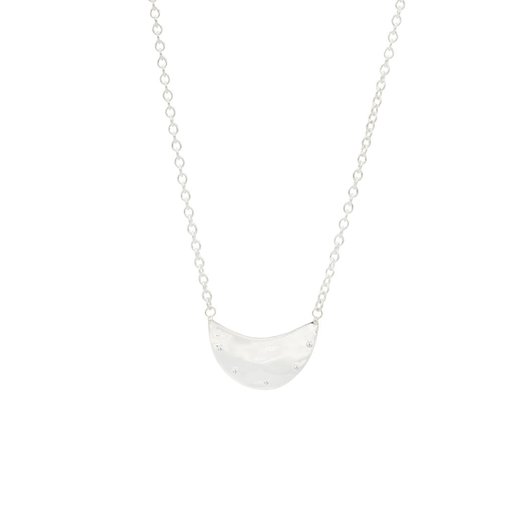 ali grace jewelry diamond necklace half moon pendant layering jewelry new york city handmade jewelry designer
