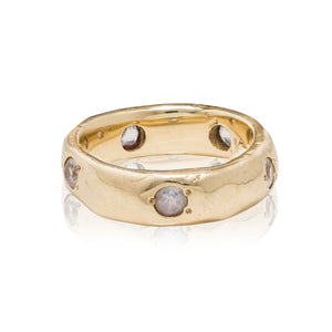 ali grace jewelry  handsculpted 14k gold ring with blue moonstones