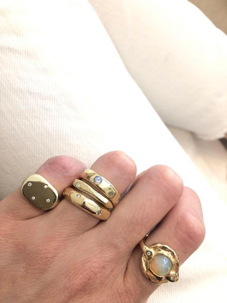 ali grace jewelry ethical fashion recycled 14k gold faceted blue moonstone fine jewelry ring stack