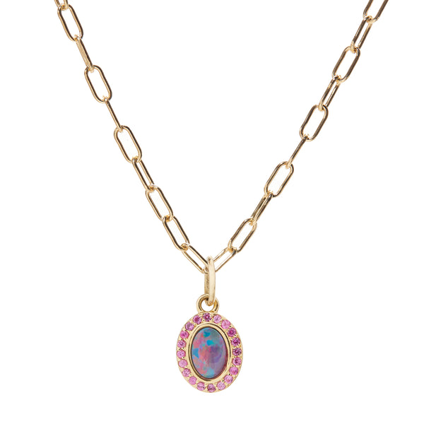 ali grace jewelry opal pink sapphire charm necklace custom design handmade in nyc