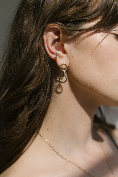 ali grace jewelry triple gold diamond hoop earring sustainable fashion ethical jewelry design handmade in nyc ear cuff