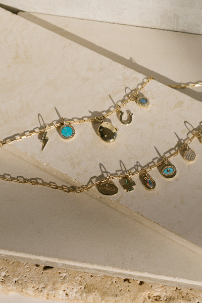 ali grace jewelry good luck charms custom necklace turquoise evil eye lightning bolt pave diamond charm